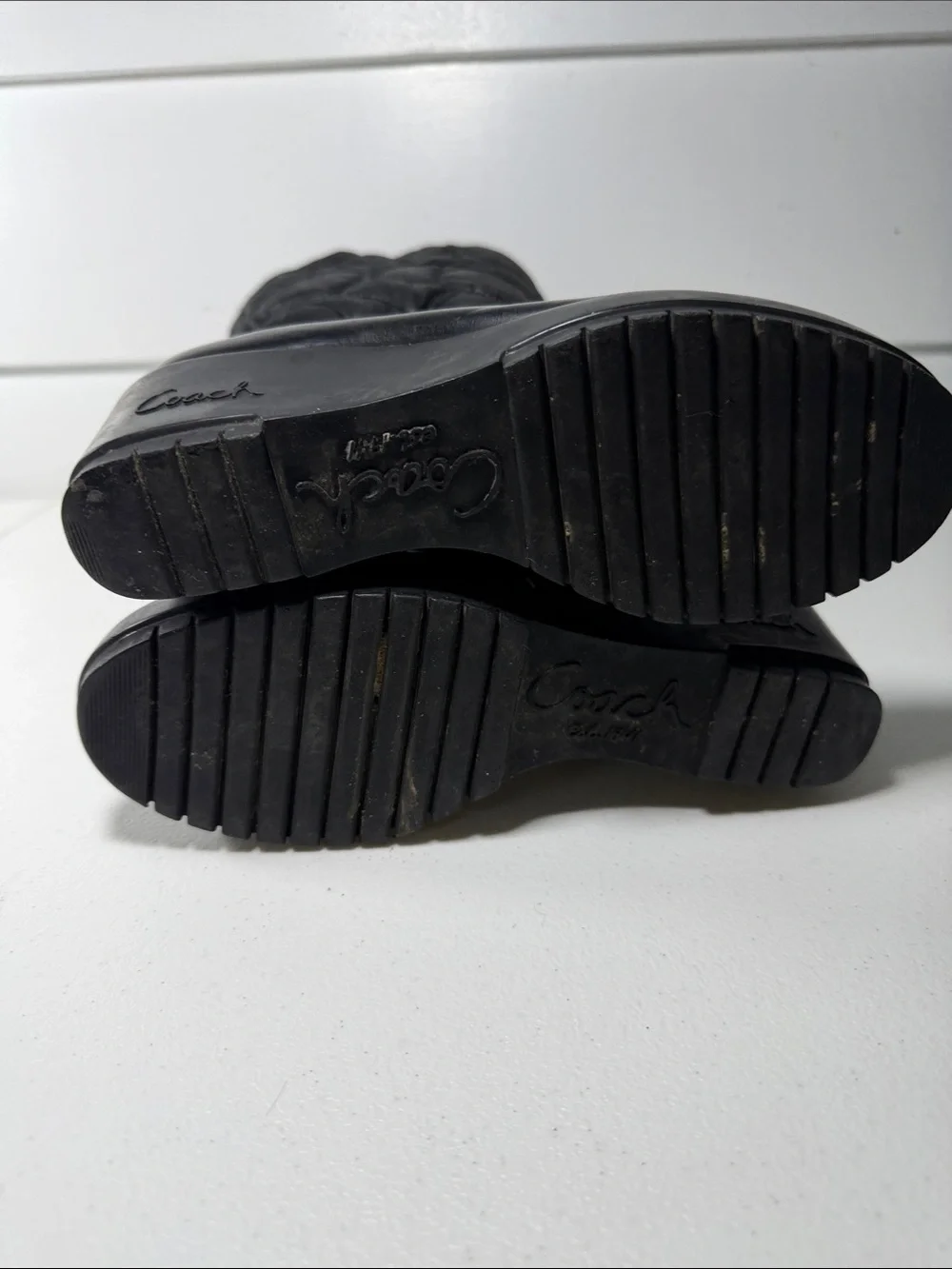 Coach Cantina Boots Quilted Wedge Puffer Black Pull On, size 5.5B
